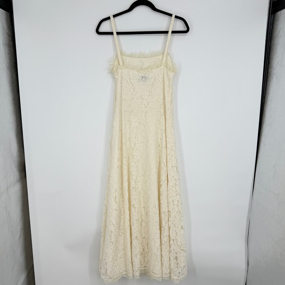Temperley London Coco Lace Midi Dress Ivory Square Neck Womens US 8 - Picture 2 of 12